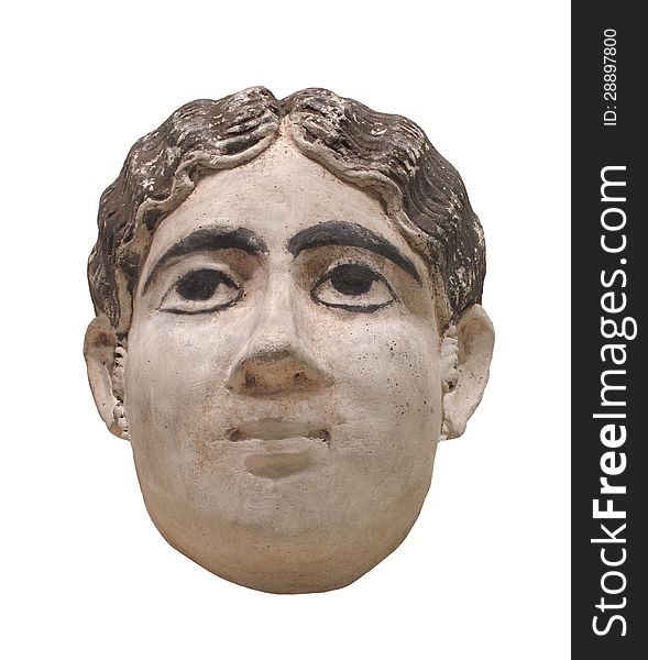 Head Bust Of Egyptian Woman Isolated.