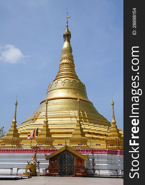 Golden pagoda in Myanmar near border with north of Thailand