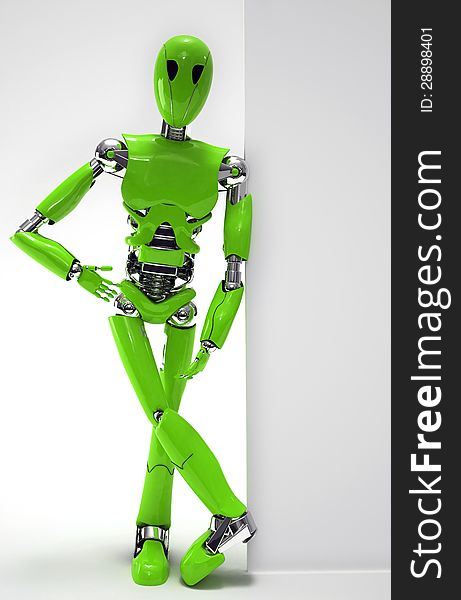 Green robot on white background. Green robot on white background