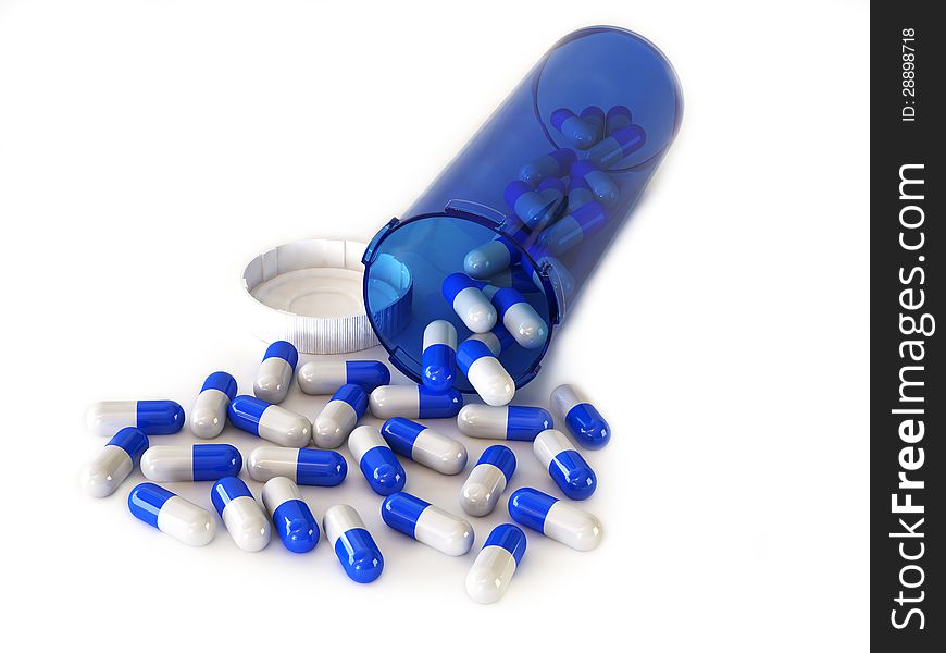 Medical Background Of A Bottle And Pills