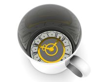 Cup With Clock. Eight O Clock Stock Image