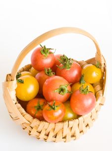 Basket With Cherry Tomatos Stock Image Basket With Cherry Tomatos Stock Image