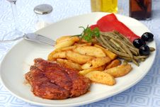 Grilled Pork Steak With Potato Stock Photo Grilled Pork Steak With Potato Stock Photo