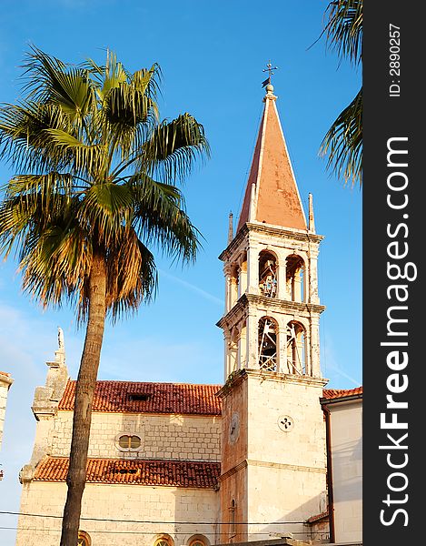 Church tower in Dalmatian town