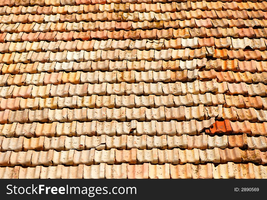 Old tile roof, summer day. Old tile roof, summer day