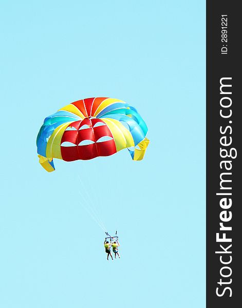 Sports activity double parasailing two people. Sports activity double parasailing two people