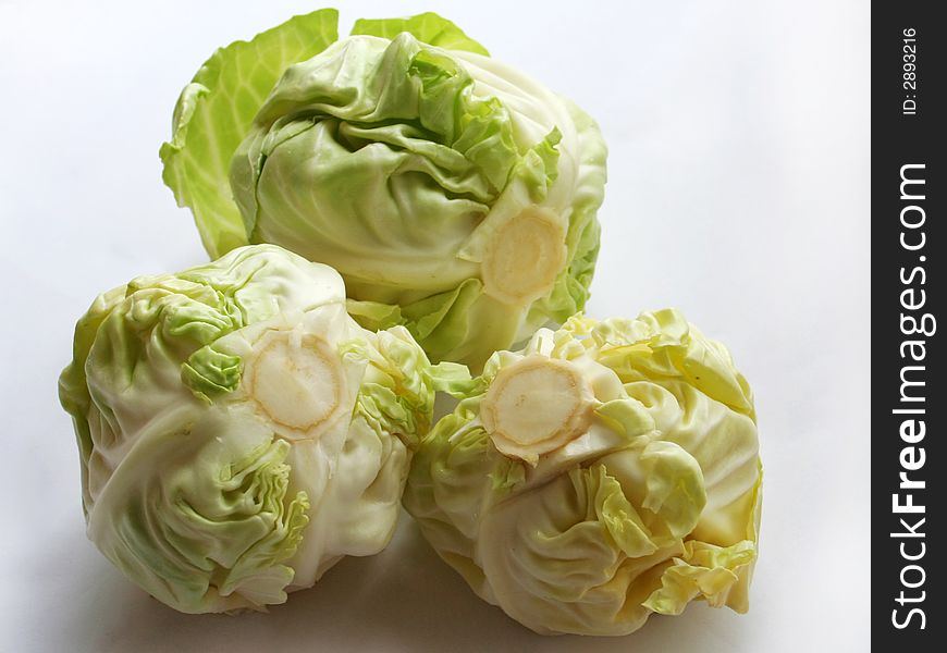 Three green cabbage head for salad