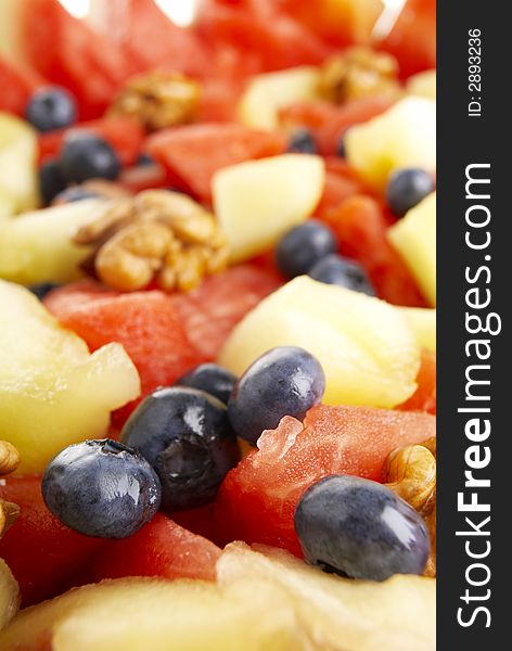 Watermelon fruit  salad with melon and black currant