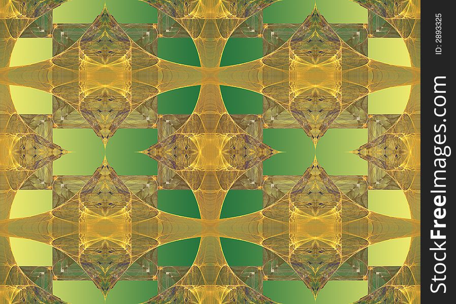 Gold design element on green and yellow for Seamless Holiday Pattern, wallpaper or Background