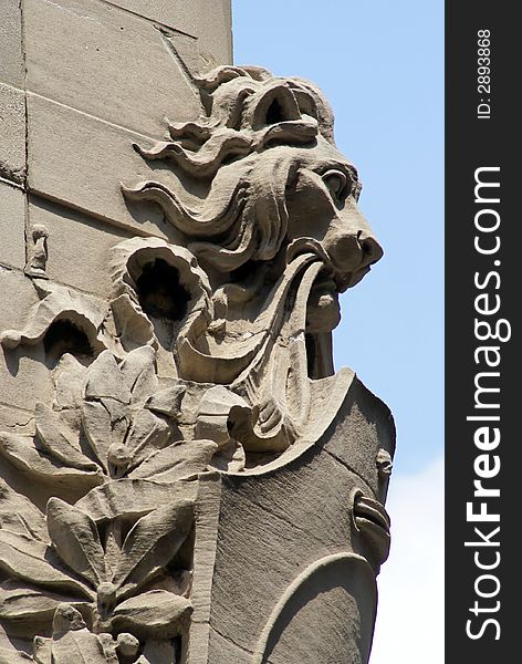 Detail of carving on side of century old building in boston massachusetts. Detail of carving on side of century old building in boston massachusetts