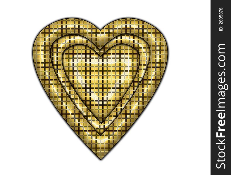 A  heart in designed pattern with yellow colour and black stripes. A  heart in designed pattern with yellow colour and black stripes.