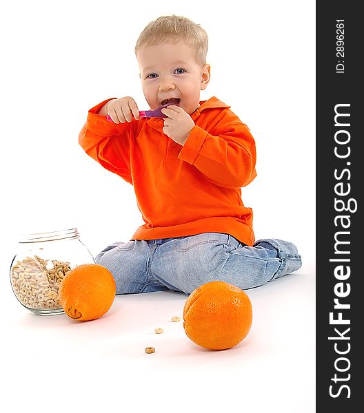 Portrait of Five-year happy old boy with orange fruit. full resolutions images - looking other pictures in my portfolio. Portrait of Five-year happy old boy with orange fruit. full resolutions images - looking other pictures in my portfolio