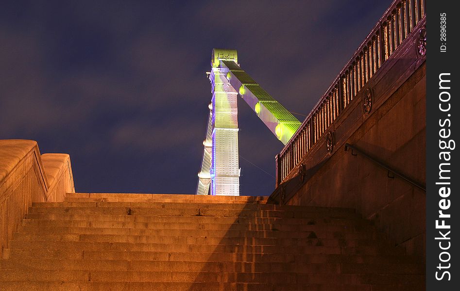 Bridge ladder in the night. Bridge ladder in the night