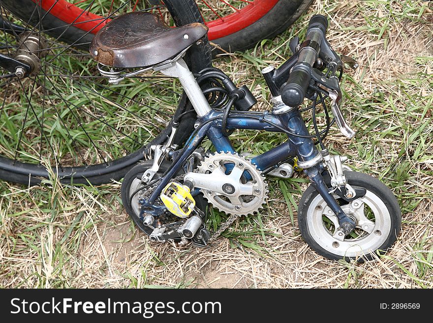 Small bike on the grass