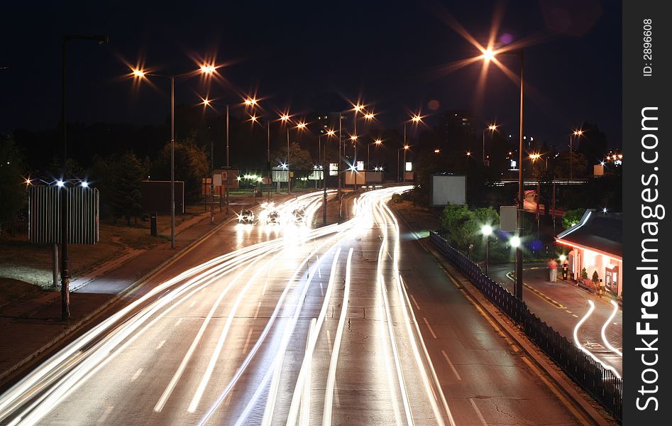 Highway in the night - long exposure