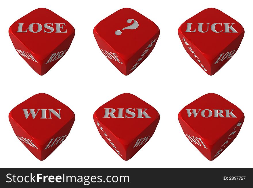 Red dice with words. Abstract. Red dice with words. Abstract