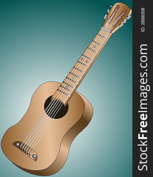 Classic acoustic guitar with silver strings