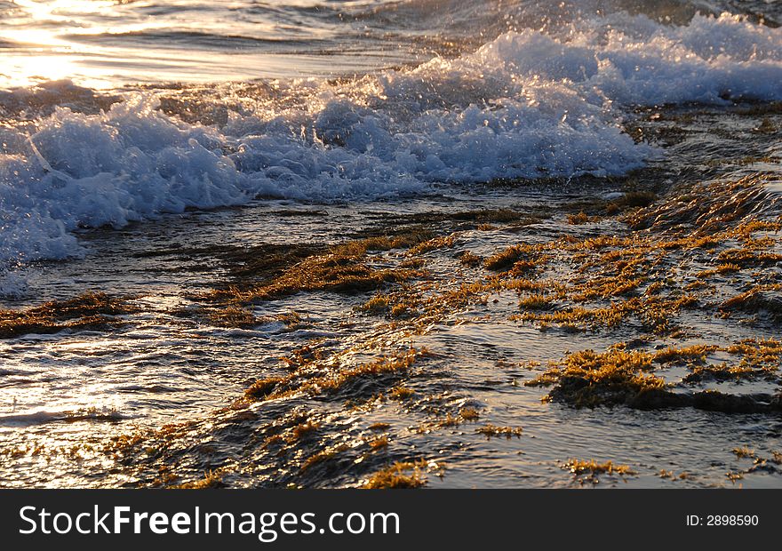 Sunset colors on water