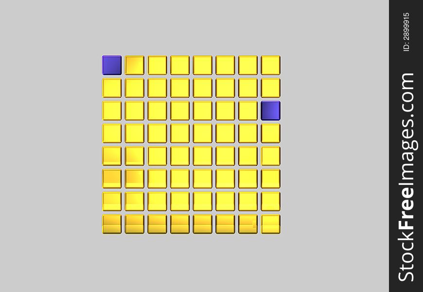 Sixty four squares representing organized data cluster