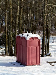 Winter Outhouse In The Woods Stock Photo