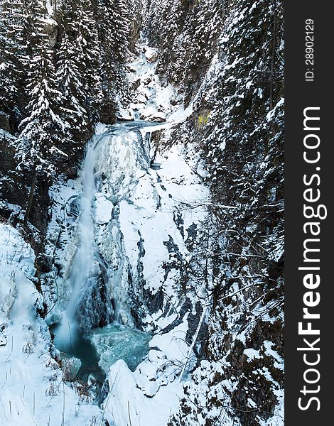 Frozen waterfall in Val Pusteria