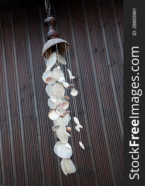 Seashell chandelier in cuba bar