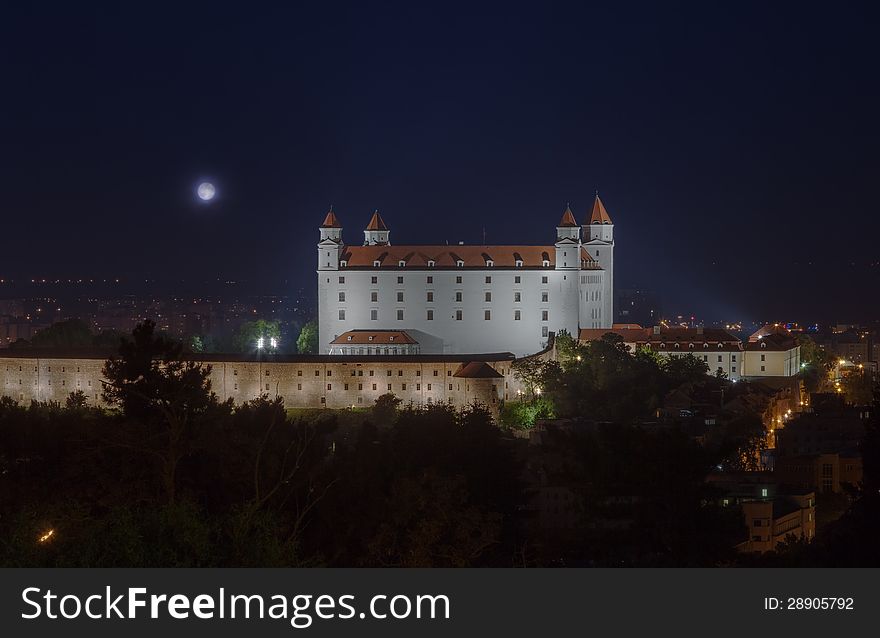 Castle of Bratislava,the capital of Slovakia,a night view. Castle of Bratislava,the capital of Slovakia,a night view