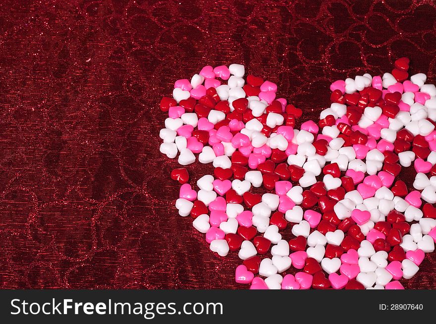 Valentine's Heart made of red, white and pink candy hearts. Valentine's Heart made of red, white and pink candy hearts