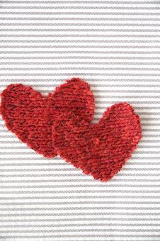 Two Hearts On Striped Royalty Free Stock Image Two Hearts On Striped Royalty Free Stock Image