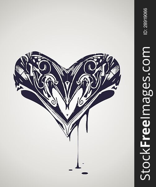 Tattoo style decorative heart illustration.