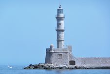 Lighthouse At Chania, Crete, Greece Royalty Free Stock Images