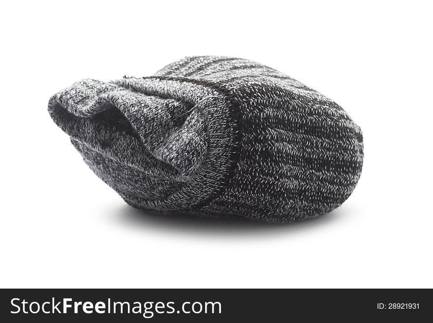 Grey warm bind socks isolated on white