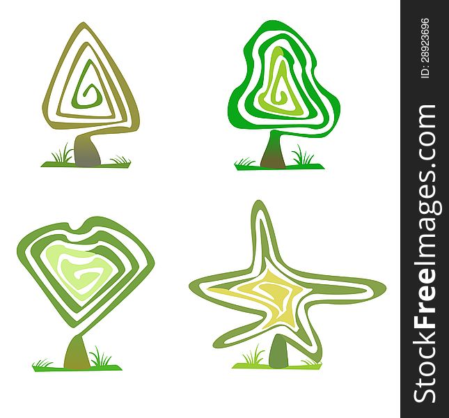 Set abstract tree vector illustration