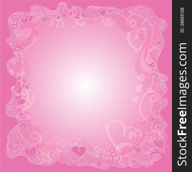 Light background with painting hearts pinky. Light background with painting hearts pinky