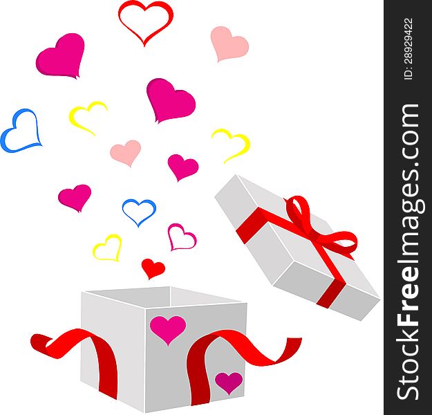 Illustration of gift boxes with bows and ribbons