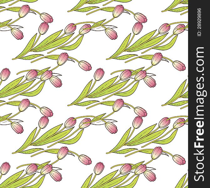 Vector seamless background with tulips