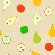 Seamless With Apples And Pears Stock Photos