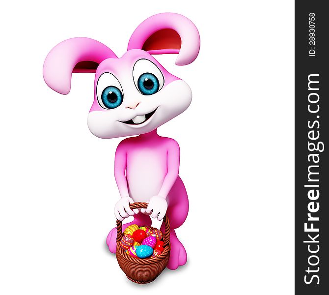 3d rendered illustration of bunny with egg basket