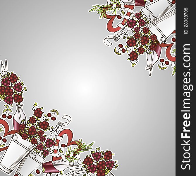 Vector background with flowers and hearts. Vector background with flowers and hearts