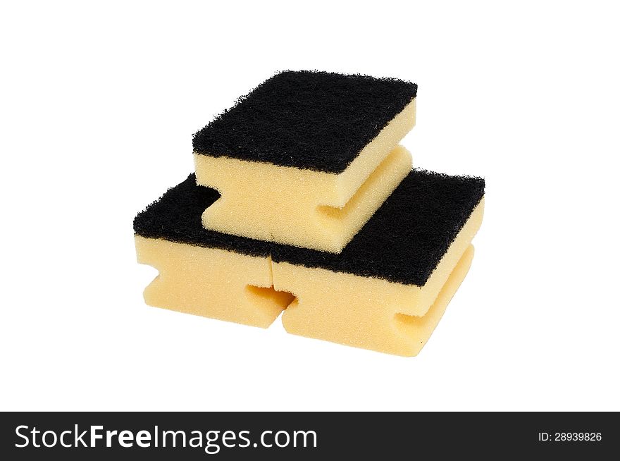 Sponges for washing dishes on white background