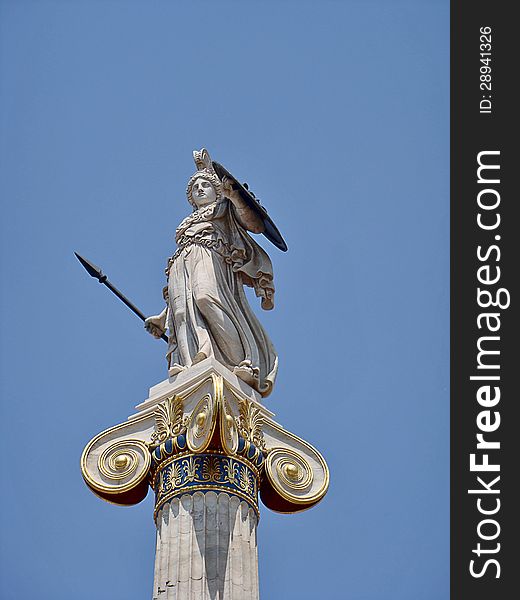 Statue of Athina the defender. Academy of Athens.