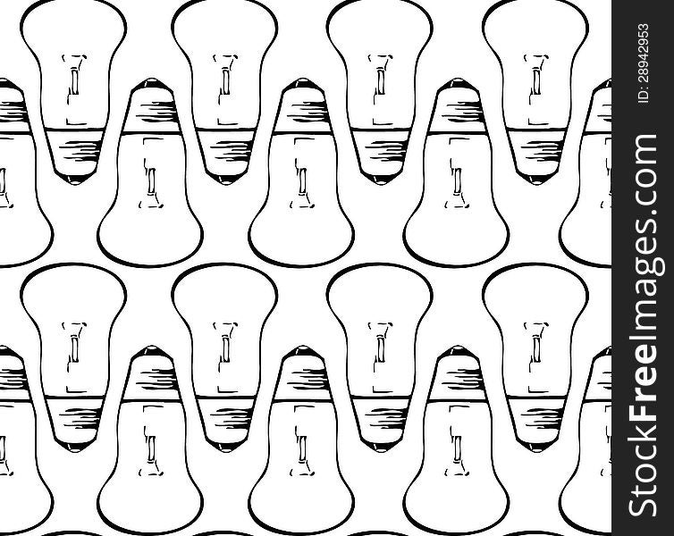 Seamless pattern made of black retro light bulbs. Seamless pattern made of black retro light bulbs