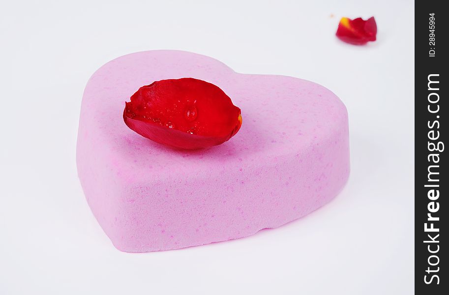 Heart shaped soap with rose petal