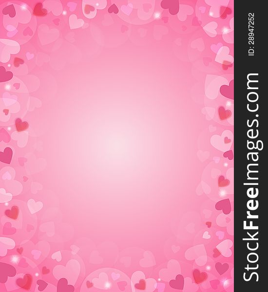 Vector illustration of a pink background with beautiful hearts. Vector illustration of a pink background with beautiful hearts