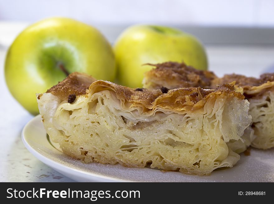 Homemade apple pie, on a plate