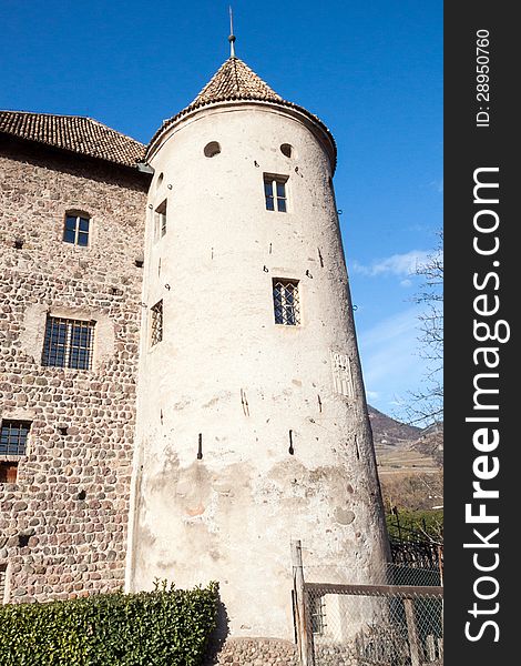 A medieval castle among vineyards in Bolzano. A medieval castle among vineyards in Bolzano