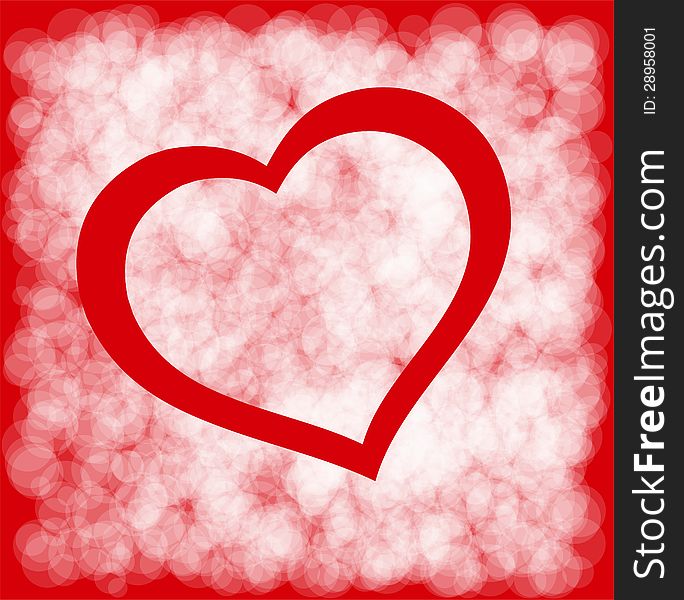 Valentines day card template- heart on the abstract red background