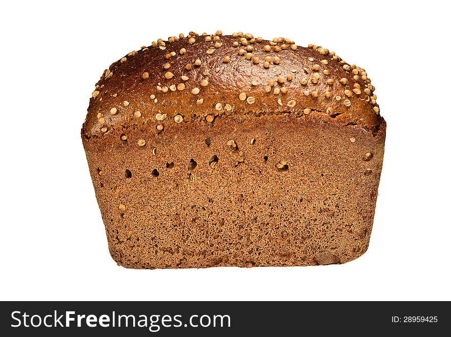 Rye bread with spices on a white background