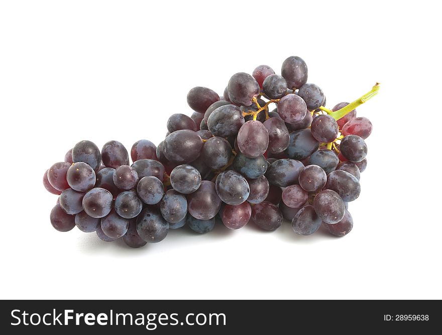 Grape cluster  on white background