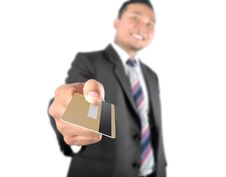 Business Man Showing Credit Card Stock Image